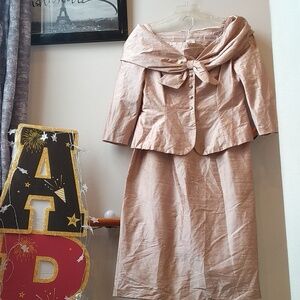 Elegant Champagne Tan Formal Women's Skirt Suit Set